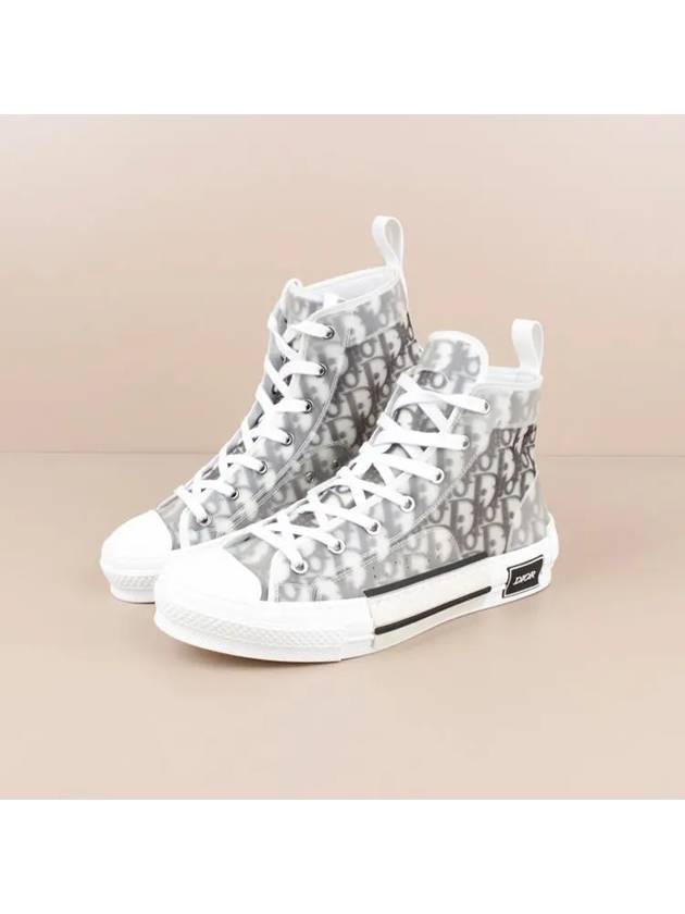 B23 Oblique Canvas High Top Sneakers White Black Dior