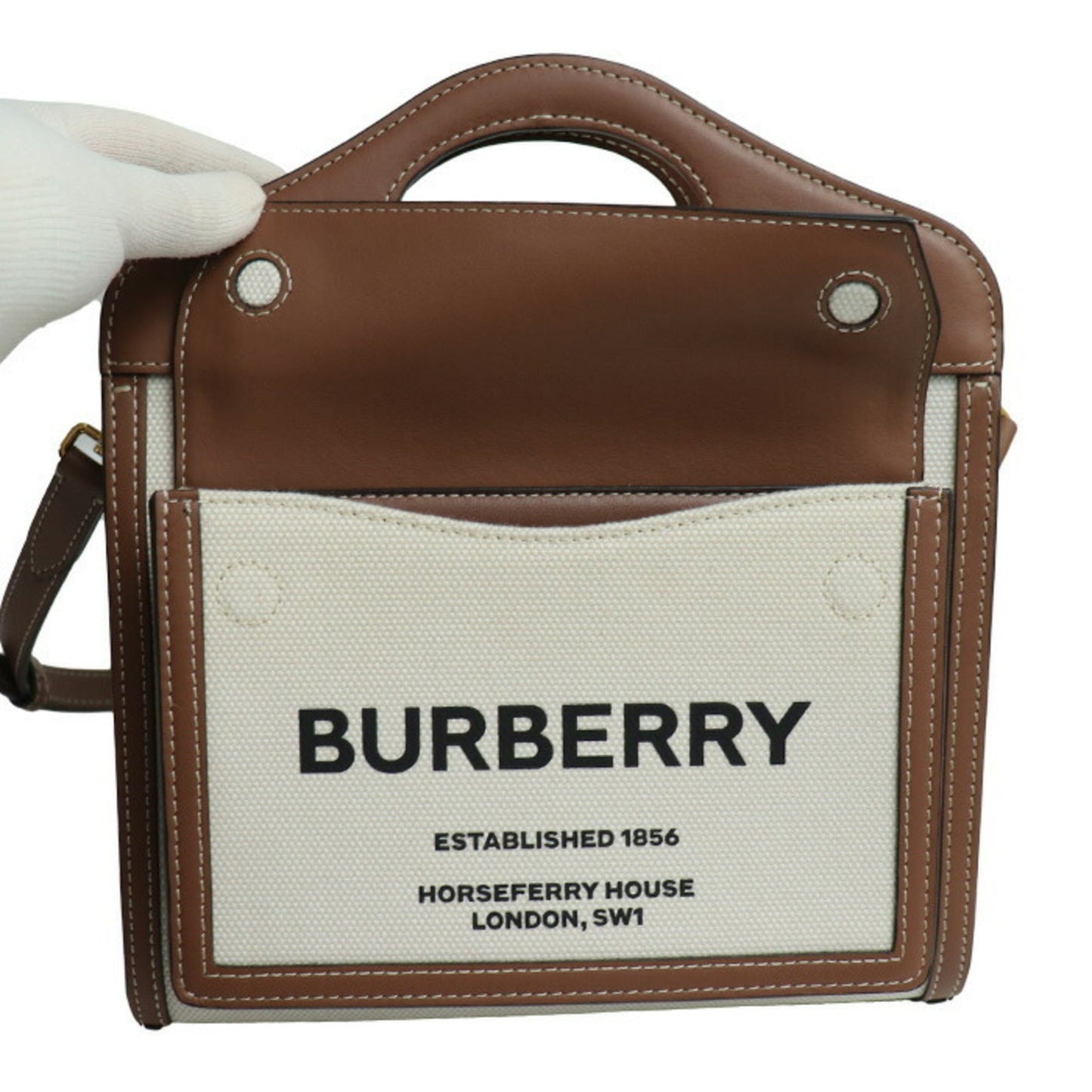Burberry  Cotton Canvas Leather Shoulder Bag ()