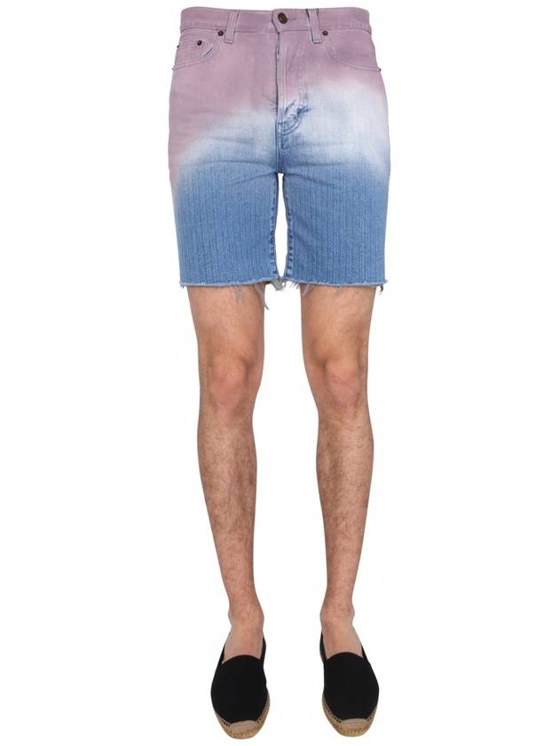 Saint Laurent gradient loose fit denim shorts