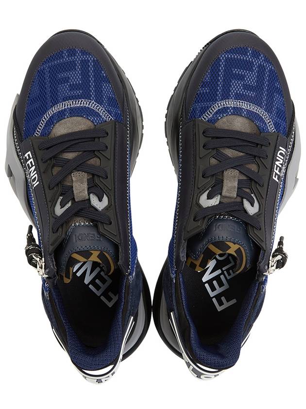 Fendi Flow FF Motif Leather Low Top Sneakers Blue
