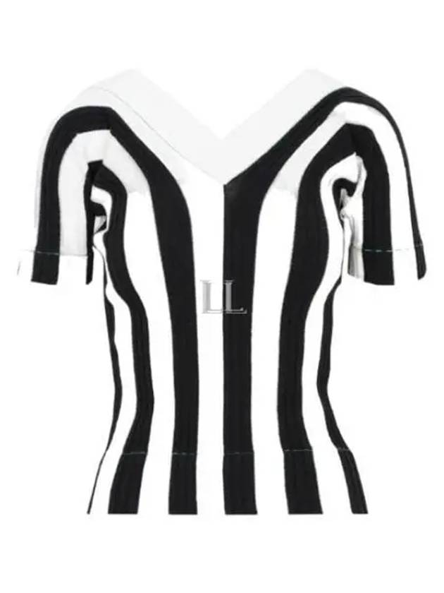 Bottega Veneta Striped V-neck Short Sleeve Knit Top