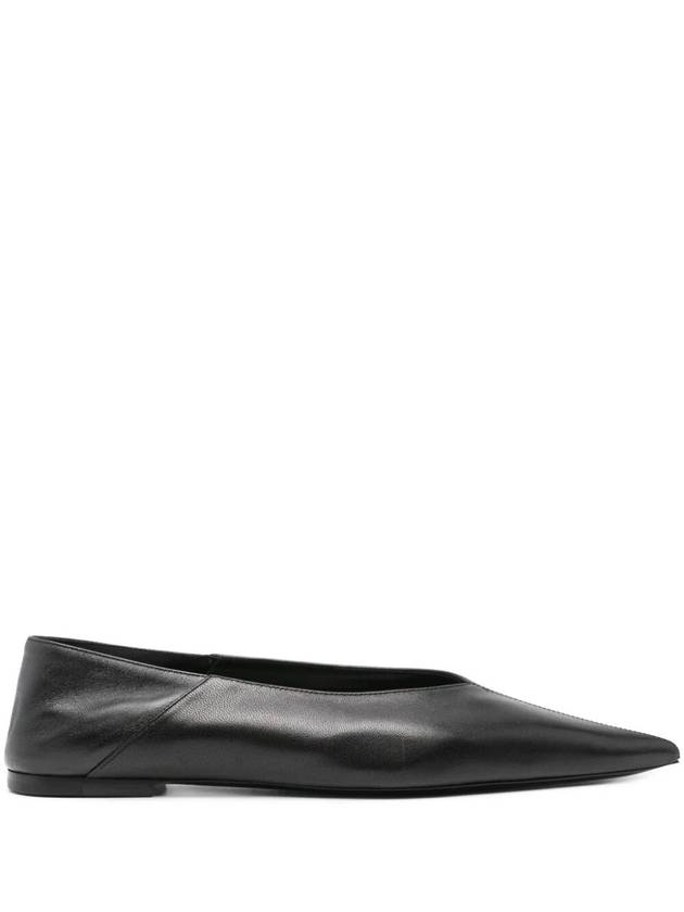 Saint Laurent Point Toe Leather Flats Black