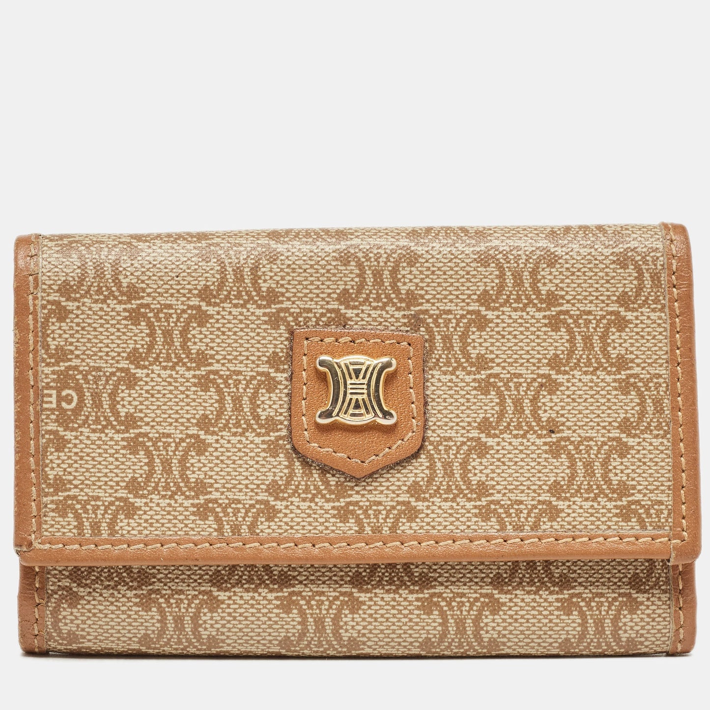 Celine Beige/Brown Macadam Coated Canvas and Leather Keyring Case