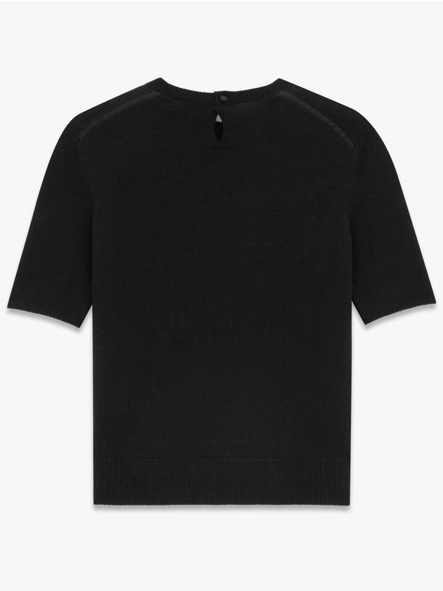 Saint Laurent Wool Gris Chine Knit Top Black