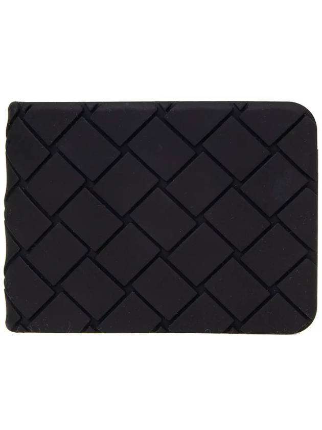 Bottega Veneta Intrecciato Rubber Half Wallet Black