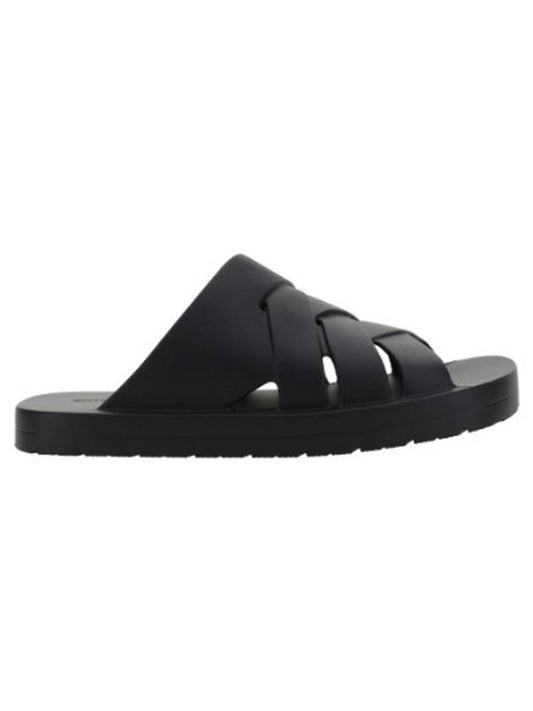 Bottega Veneta Flintston Intrecciato Matte Rubber Sandals Black