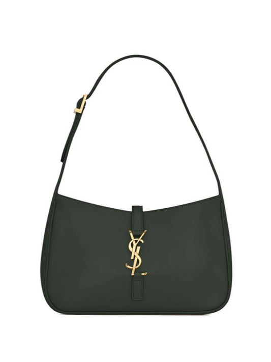 Saint Laurent Le 5 A 7 Smooth Leather Hobo Shoulder Bag Dark Green