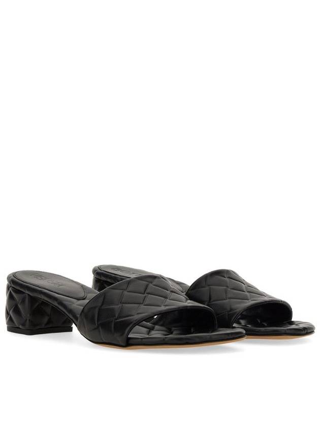 Bottega Veneta Amy Intrecciato Motif Leather Mule Heel Black