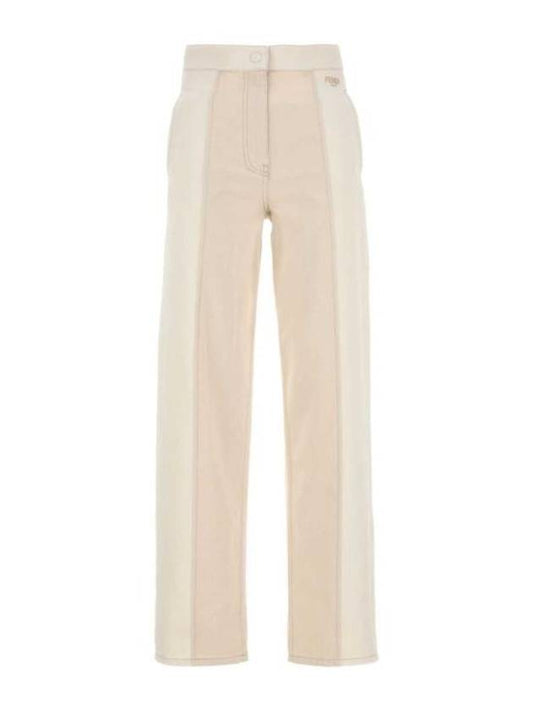 Fendi Two Tone Long Jeans White