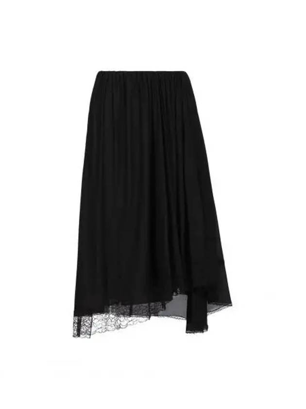 Balenciaga Lace Trimmed A-Line Skirt Black