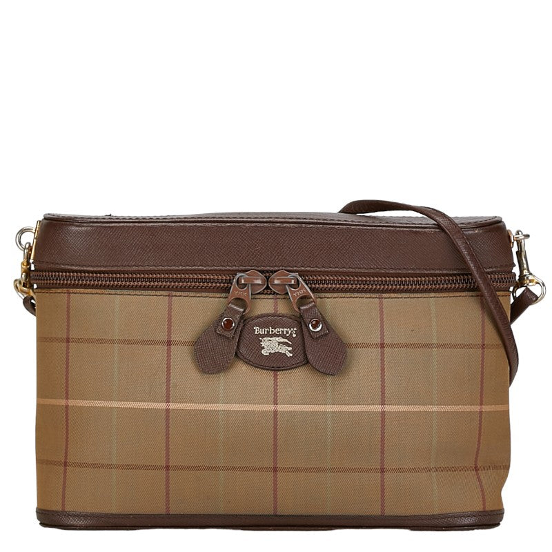 Burberry Check Canvas Leather Shoulder Bag