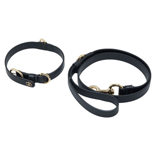 Gucci Interlocking G Leather Pet Lead Collar 2way Set