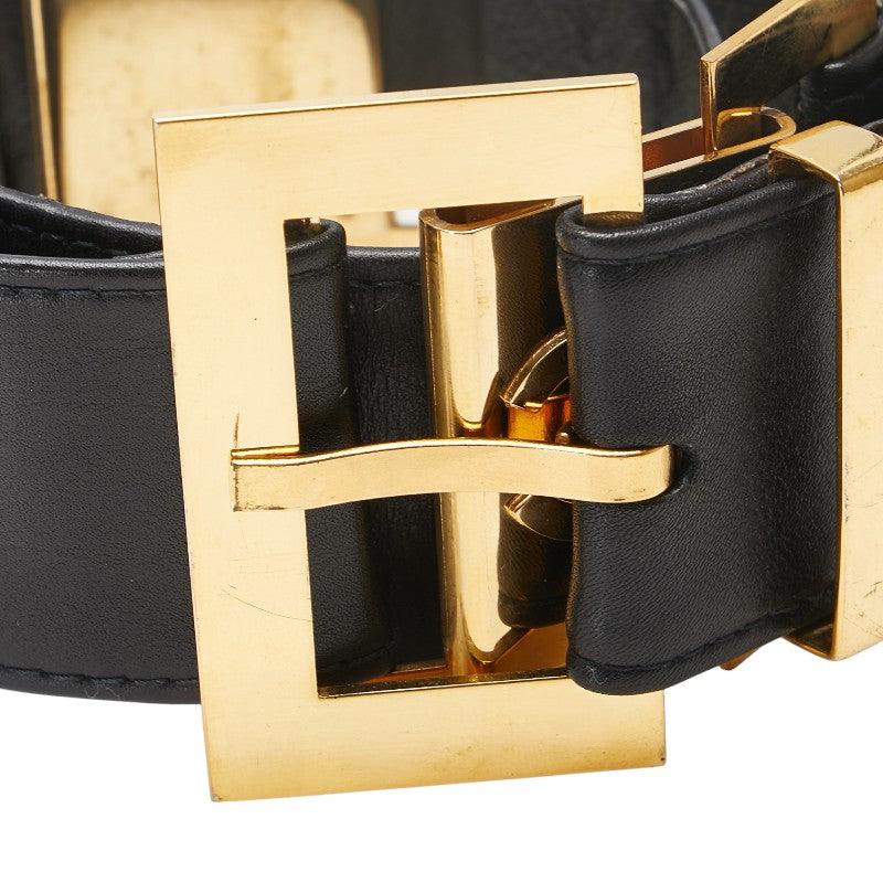 Chanel Coco Mark Leather Belt Black Gold