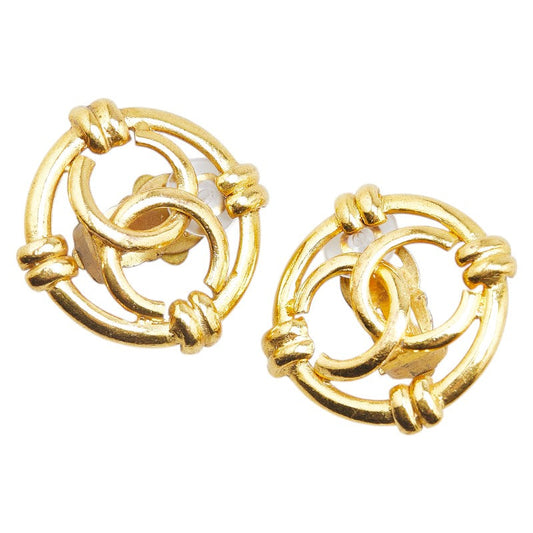 Chanel Vintage Coco Mark Earrings Gold
