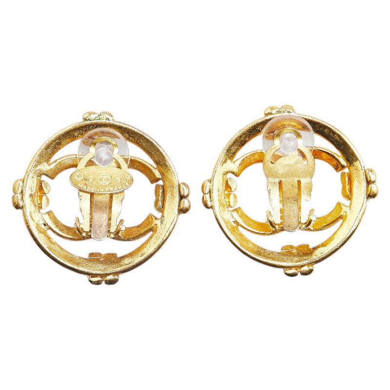 Chanel Vintage Coco Mark Earrings Gold