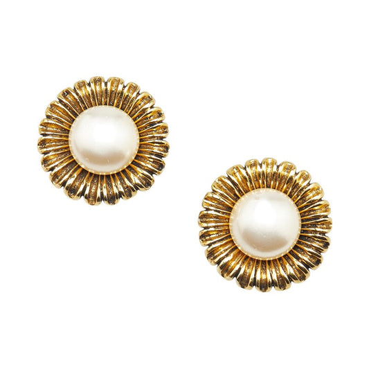 Chanel Gold Plated Earrings with Faux Pearl