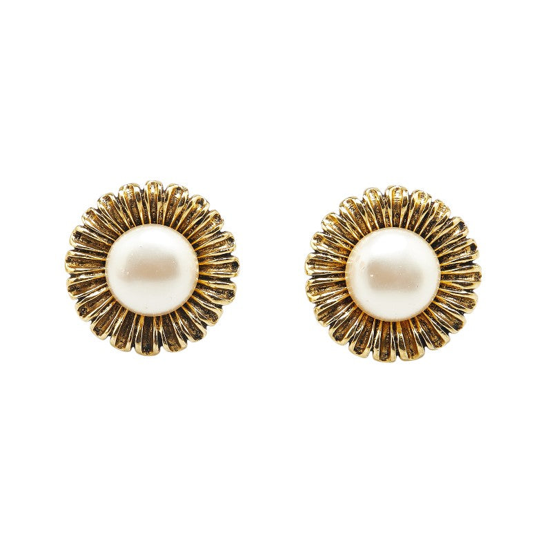 Chanel Gold Plated Earrings with Faux Pearl