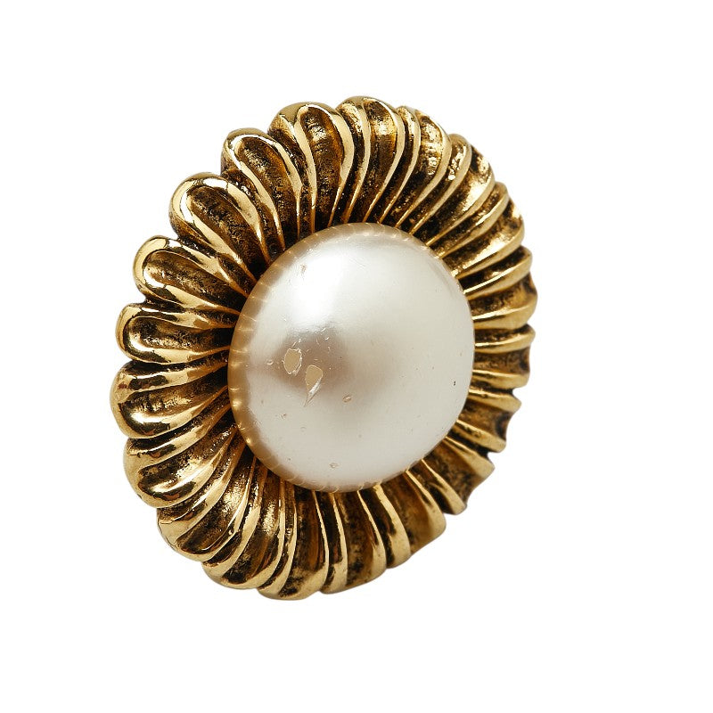 Chanel Gold Plated Earrings with Faux Pearl