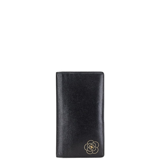 Chanel Camellia Coco Mark Leather Wallet