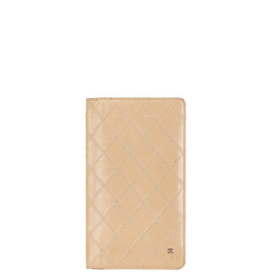 Chanel Beige Leather Bicolor Long Wallet