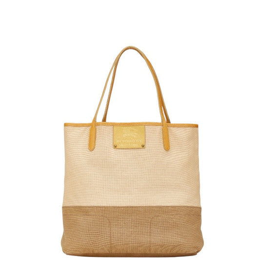 Burberry Canvas Leather Logo Tote Bag