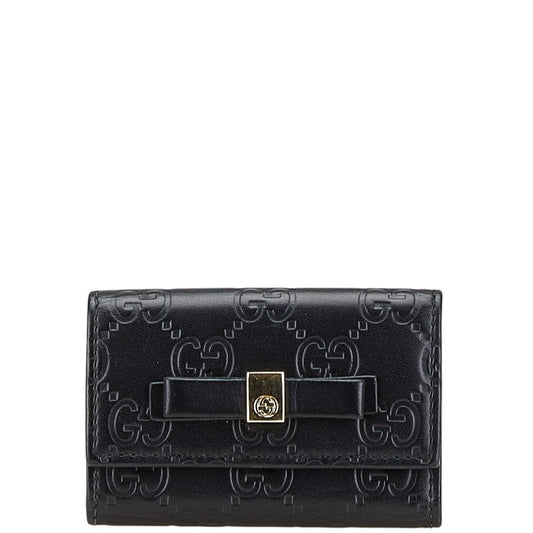 Gucci Gucci Signature Ribbon 6 Key Case Leather