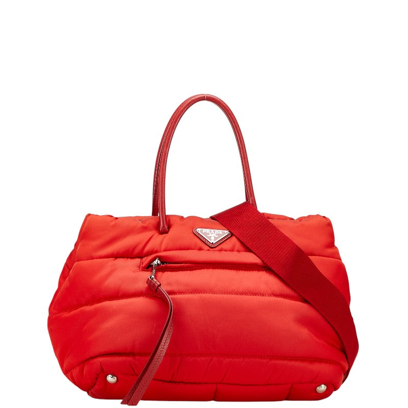 Prada Triangle Logo Plate Nylon Leather 2way Bag