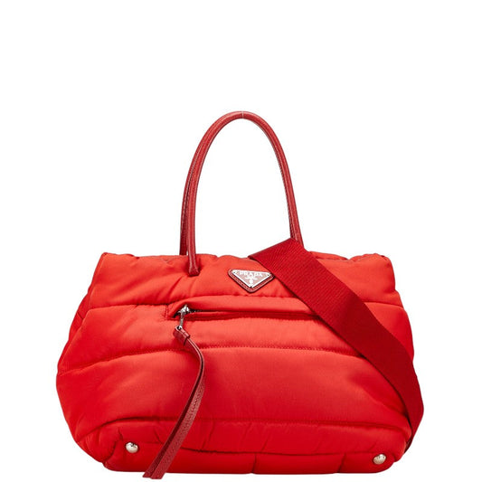 Prada Triangle Logo Plate Nylon Leather 2way Bag
