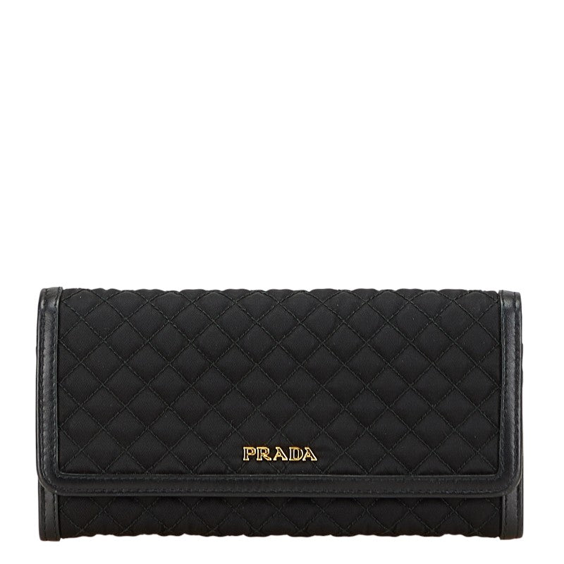 Prada Quilting Nylon Leather Long Wallet