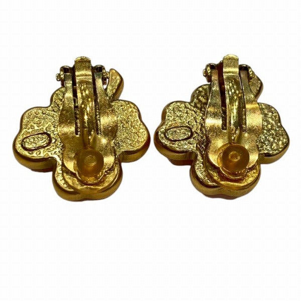 Chanel Clover Earrings Metal Resin