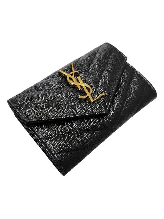 Saint Laurent 414404 Monogram Envelope Gold Logo Card Business Wallet