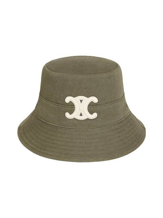CELINE Triomphe Cotton Gabardine Bucket Hat Khaki