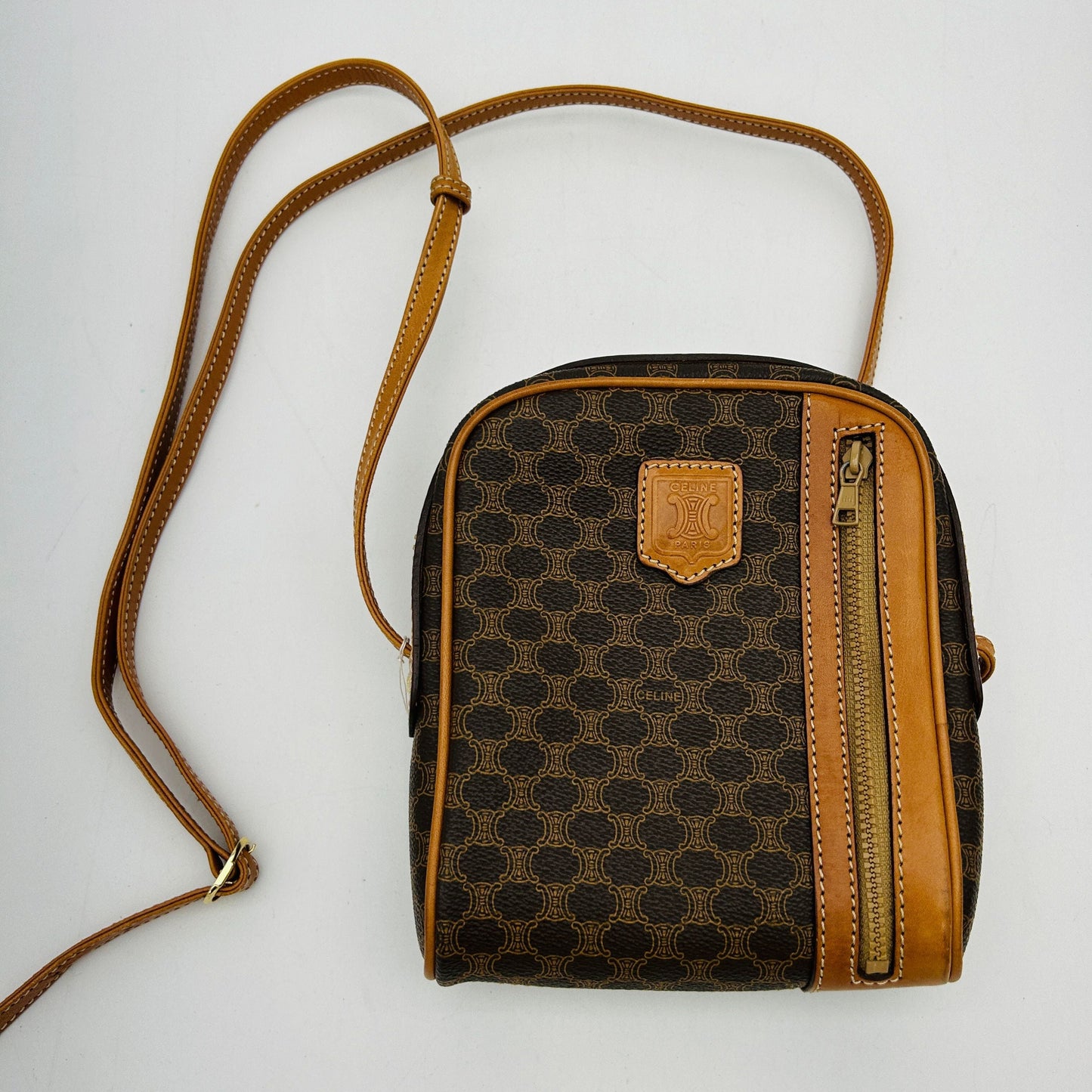 CELINE Macadam Blason Front zipper Crossbody Shoulder bag WD228493