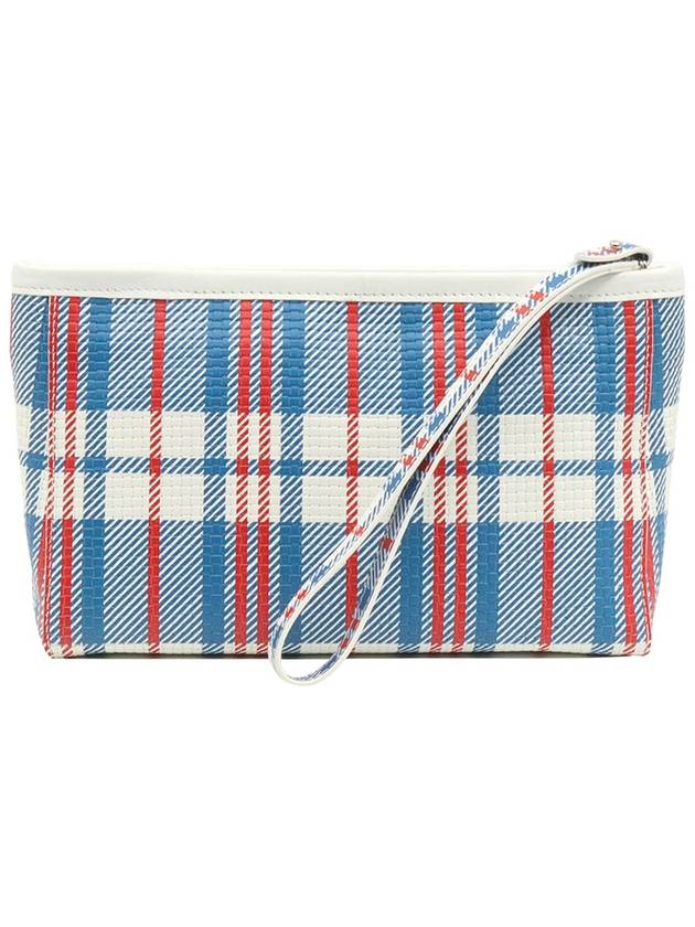 Balenciaga Multi check printed gold lettering logo hand strap Babes pouch clutch 672984