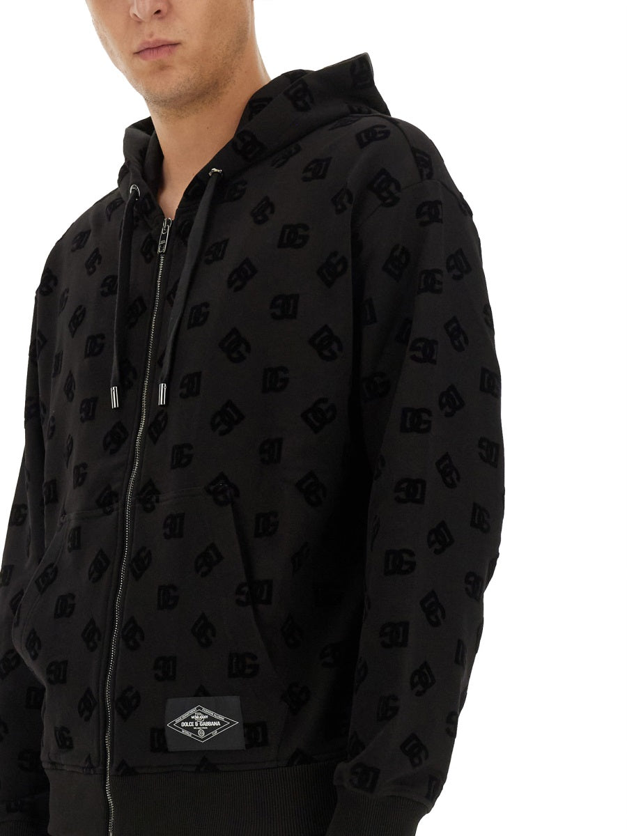 Dolce & Gabbana Men Sweatshirt With Allover Logo