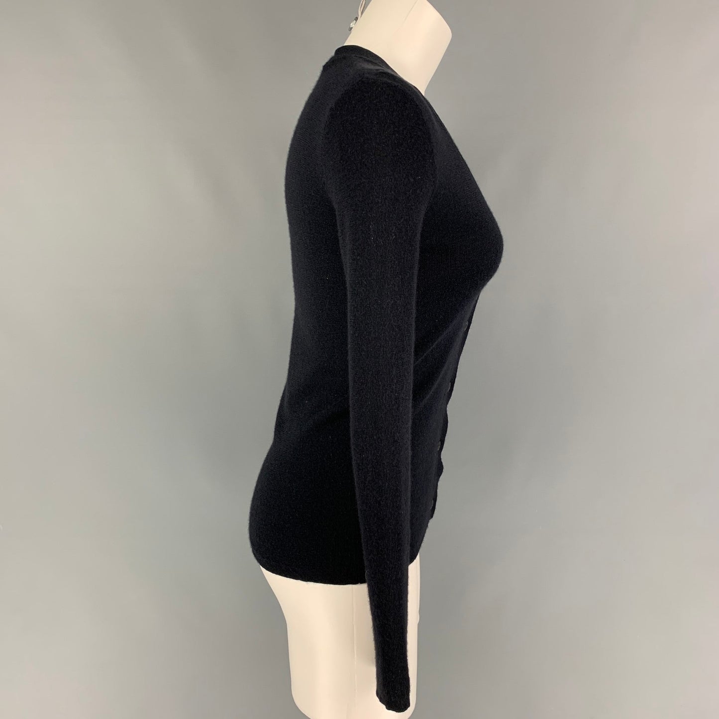 PRADA Size 4 Black Cashmere Silk V-Neck Cardigan