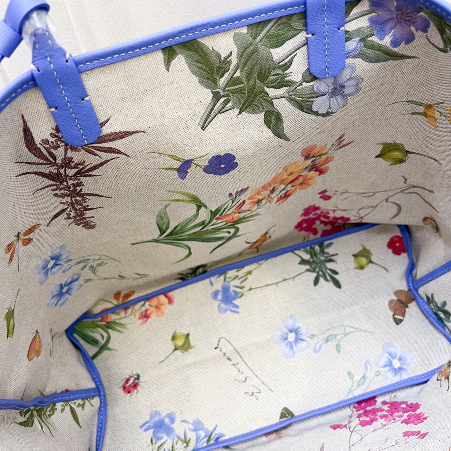 Goyard 2025 Limited Edition Saint Louis PM Tote in Reversible Iris Goyardine Canvas and Floral Cotton / Linen Interior