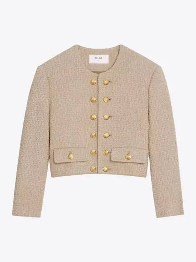 CELINE Boucle Tweed Jacket Beige