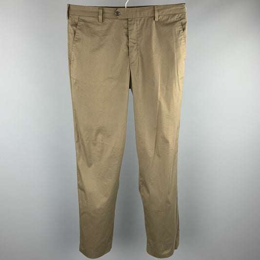 PRADA Size 34 Olive Cotton Blend Button Fly Casual Pants