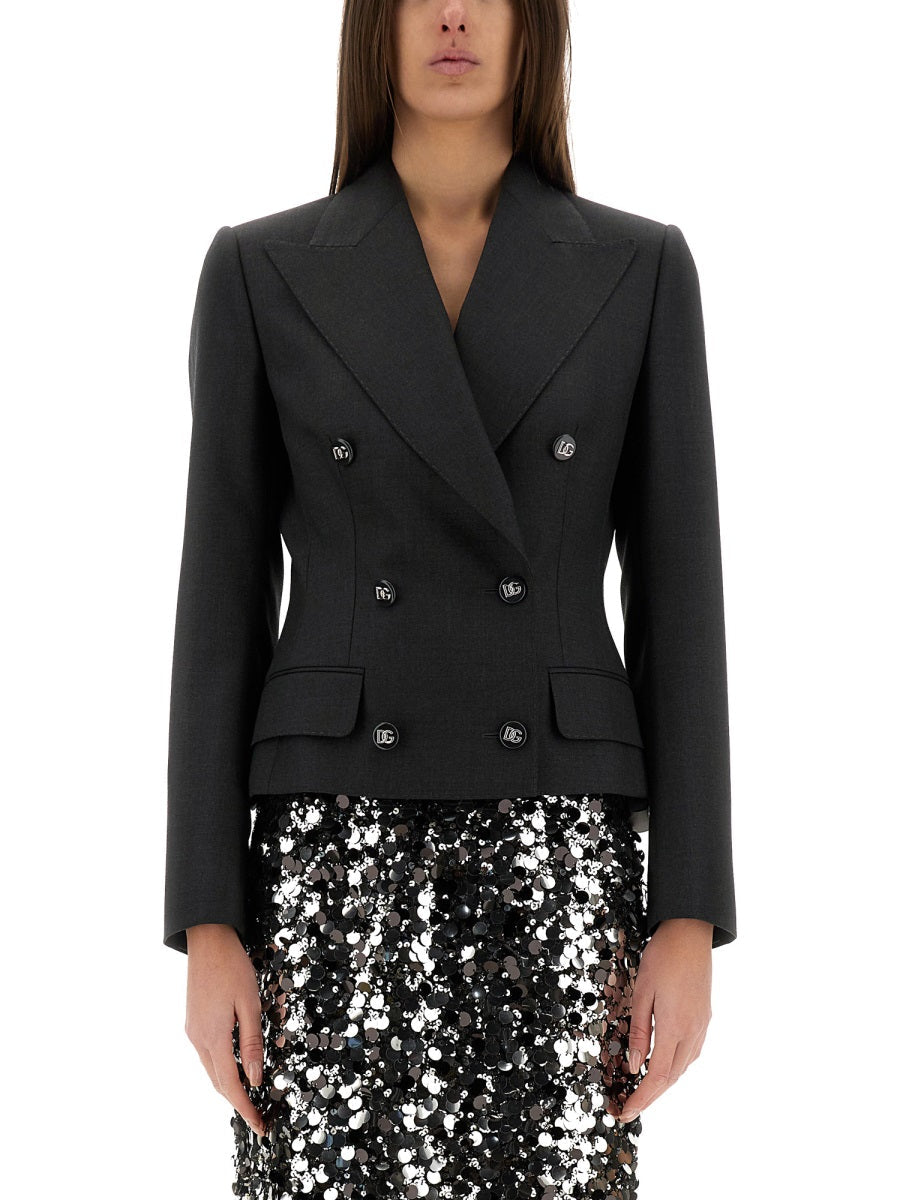 Dolce & Gabbana Women Dolce Double-Breasted Jacket With Dg Logo Buttons