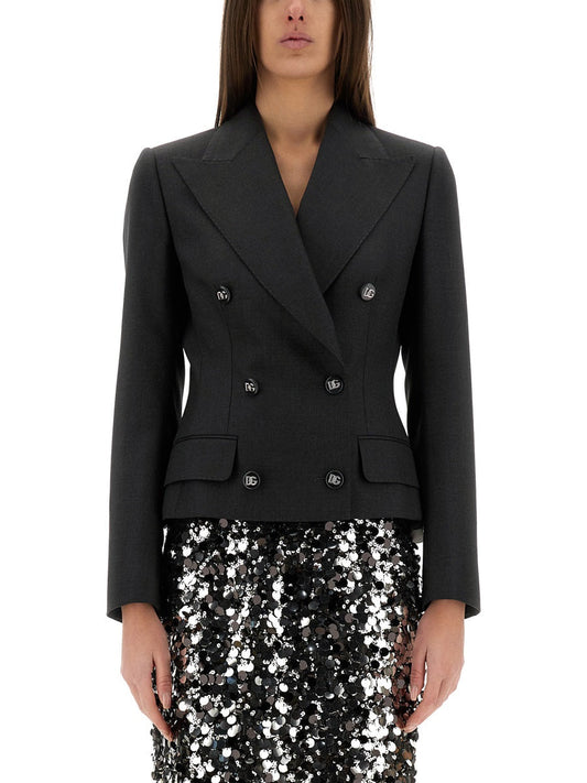 Dolce & Gabbana Women Dolce Double-Breasted Jacket With Dg Logo Buttons