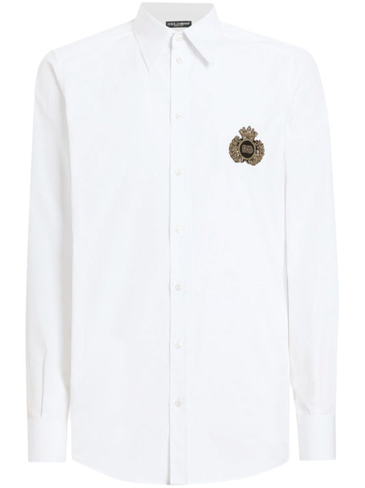 Dolce & Gabbana Men Logo Embroidered Cotton Shirt