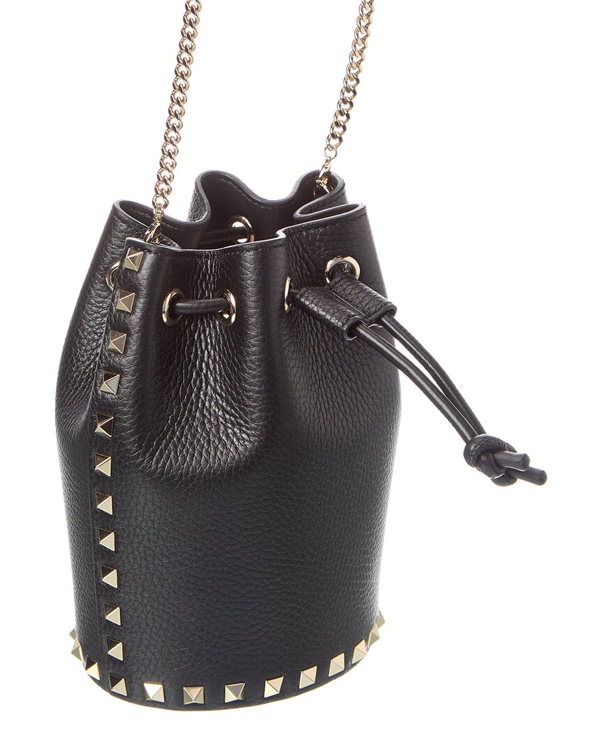 Valentino Rockstud Grainy Leather Bucket Bag