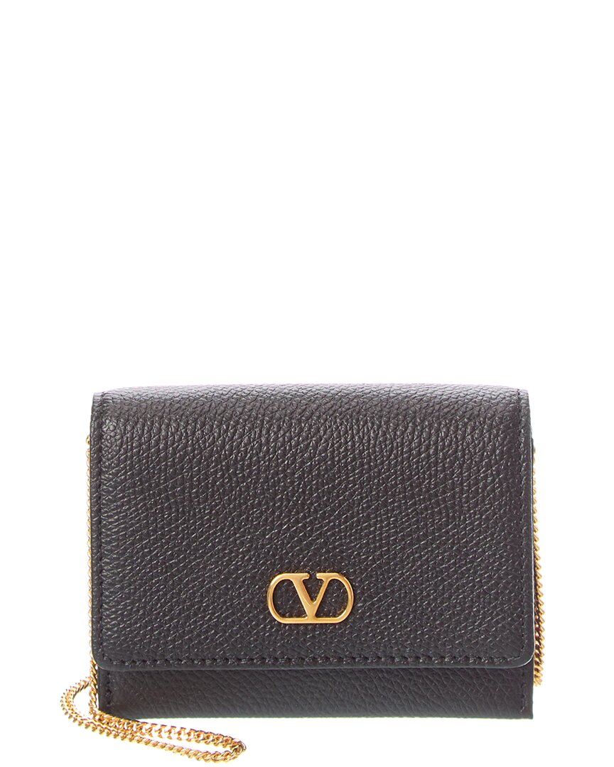 Valentino Vlogo Leather Card Holder ONE SIZE Black