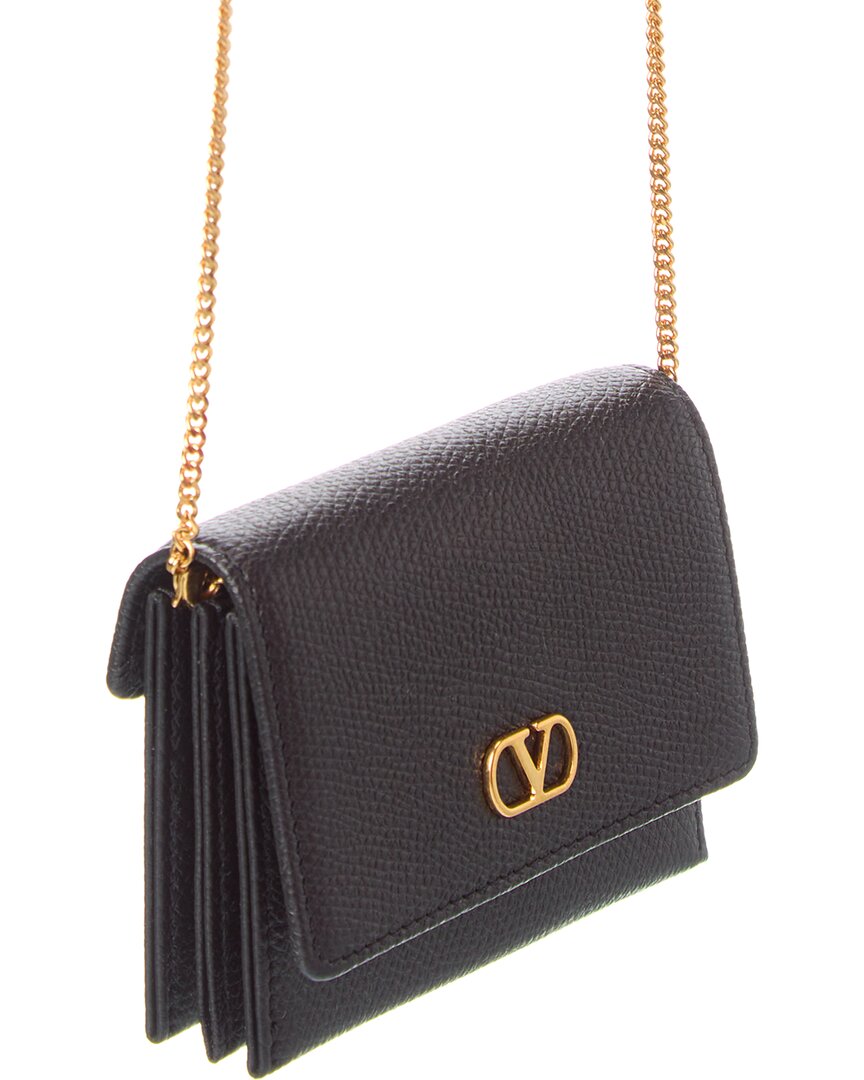 Valentino Vlogo Leather Card Holder