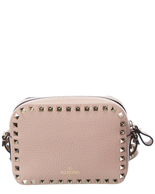 Valentino Rockstud Grainy Leather Camera Bag ONE SIZE Pink