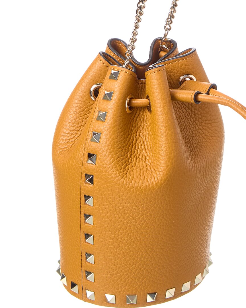 Valentino Rockstud Grainy Leather Bucket Bag