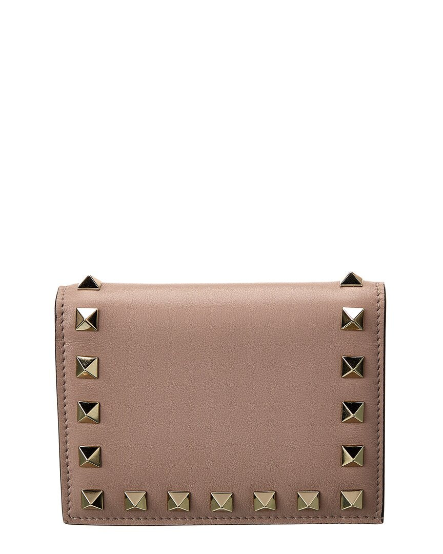 Valentino Rockstud Leather Card Holder