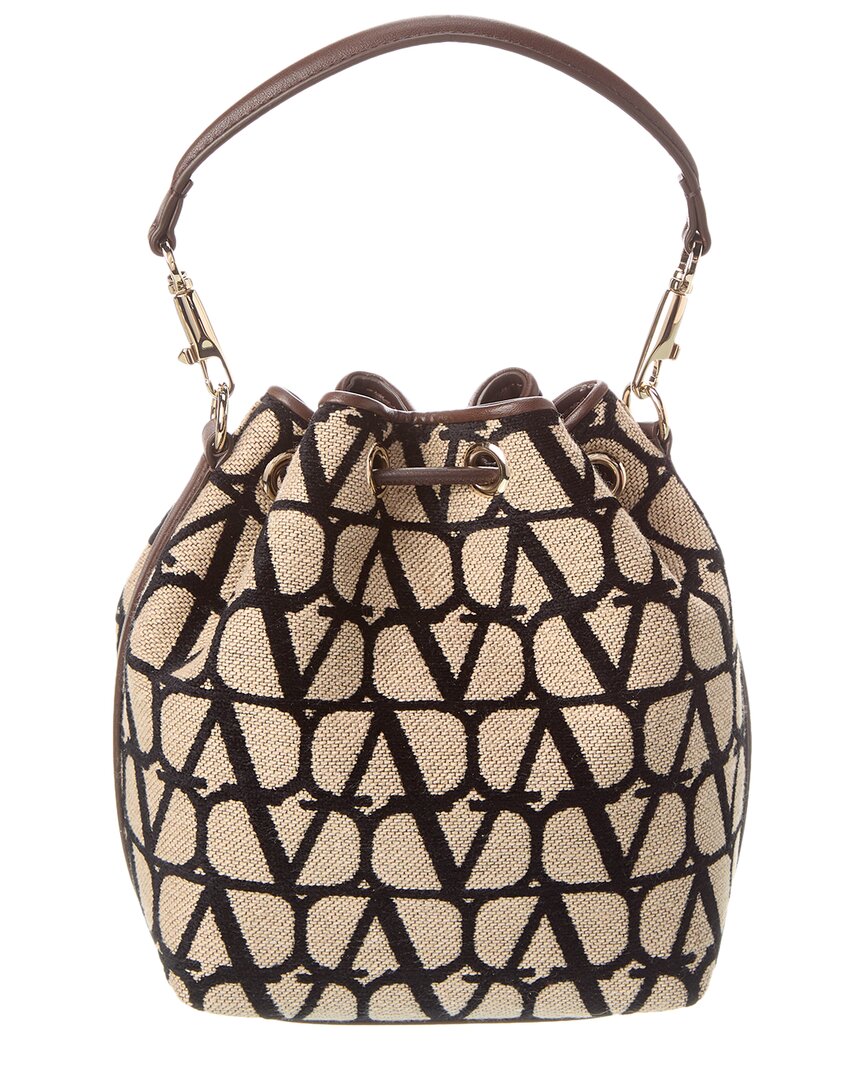 Valentino Vlogo Toile Iconographe Canvas & Leather Bucket Bag