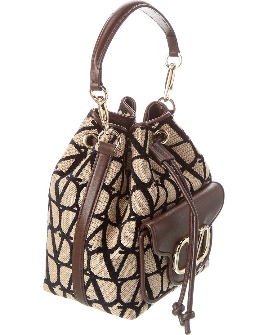 Valentino Vlogo Toile Iconographe Canvas & Leather Bucket Bag